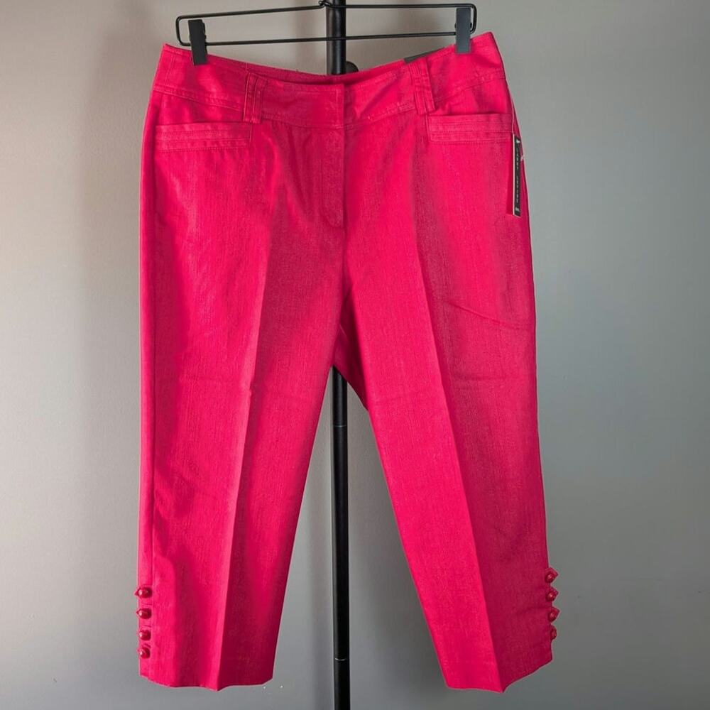 NWT Larry Levine Slim Leg Crop Pink Dress Pants Size 12